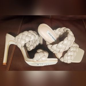 Steve Madden Kenley braided stiletto heel cushioned taupe sz 6